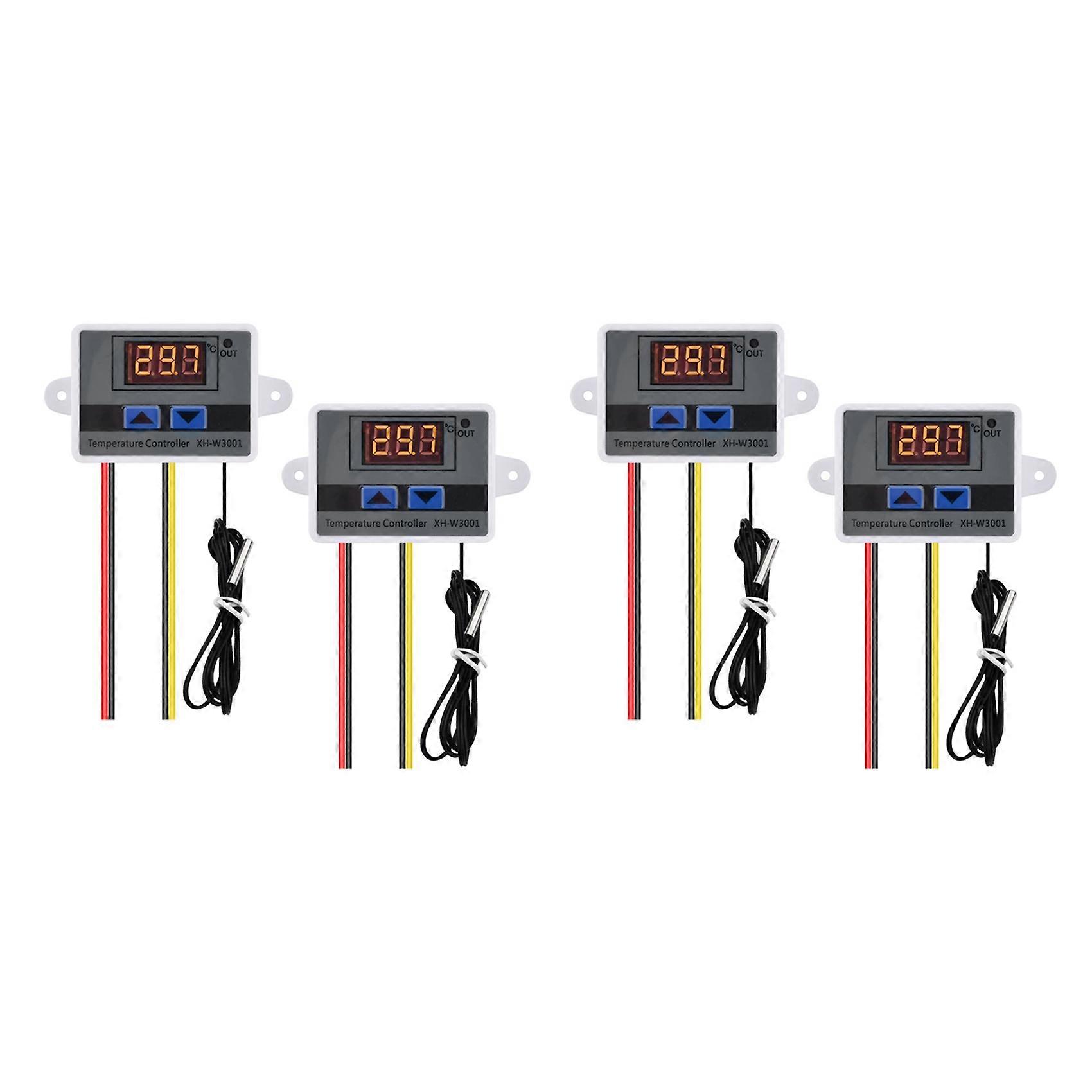 4Pcs XH-W3001 Digital Temperature Controller with Sensor AC110V-220V Thermostat Temperature Switch Heating Cooling
