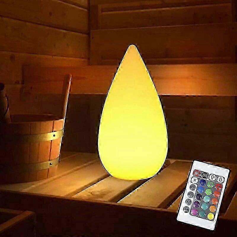 Rechargeable Wireless LED Table Lamp, IP54 Teardrop Sauna Lamp Dimmable Bedside Lamp with RGB Color Changing, Outdoor Table Lamp with Remote Control [