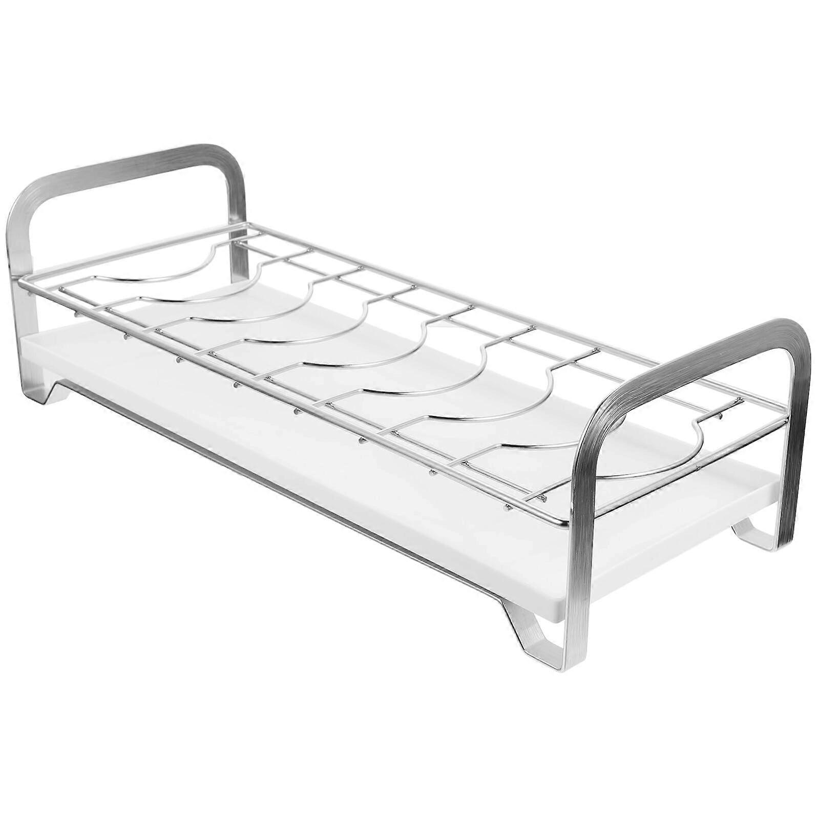 Stainless Steel Dish Drying Rack with Drain Tray, SpaceSaving Countertop Kitchen Organizer