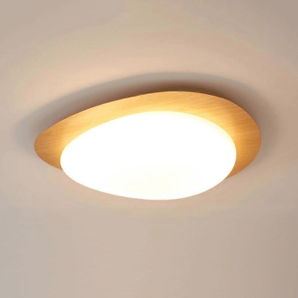 LED Ceiling Light Fixture 30cm Original Wood Color, Dimmable Flush Mount with Adjustable Color Temperature