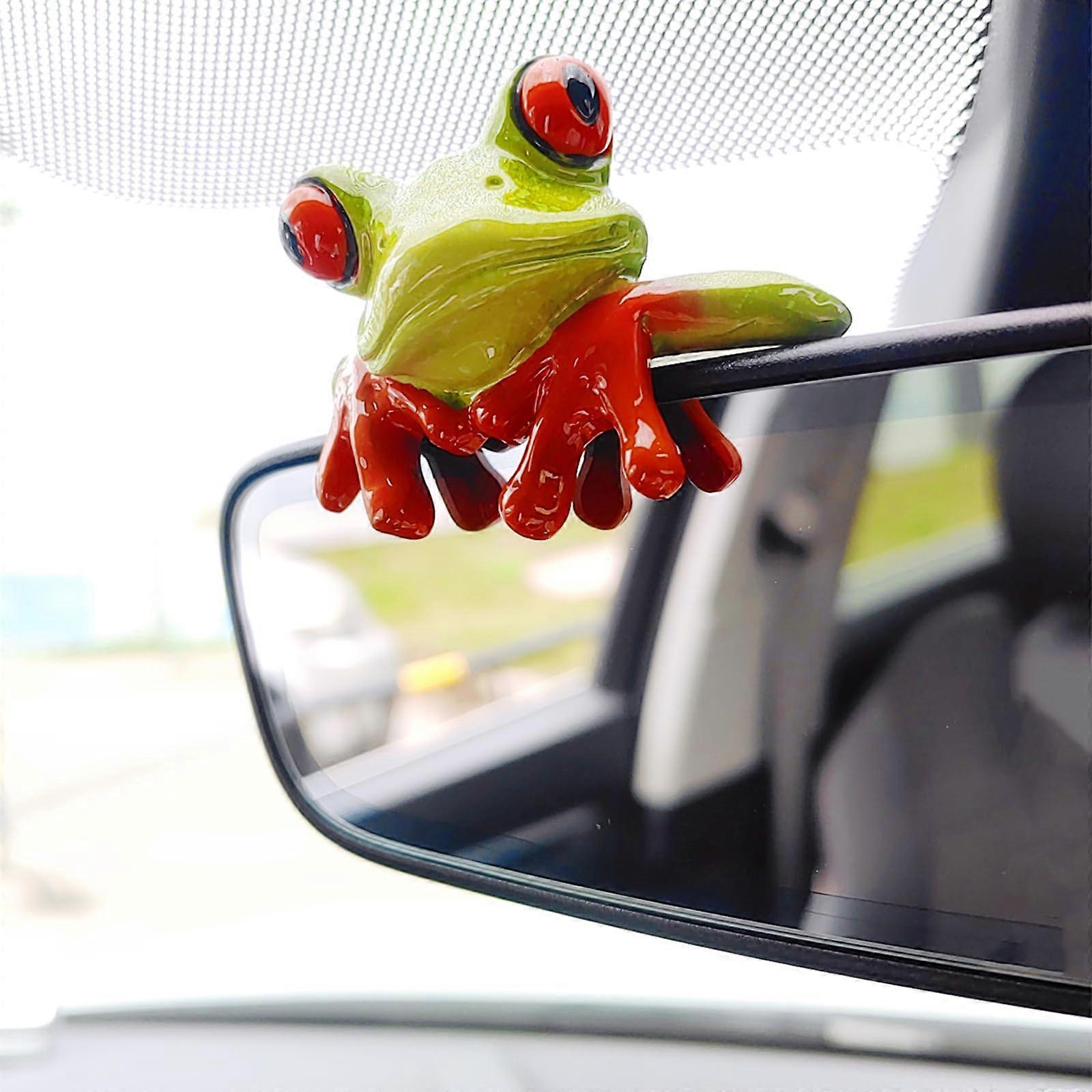 Cute Frog Car Dashboard Ornament and Rear View Mirror Hanging Accessory for Home or Office Decor