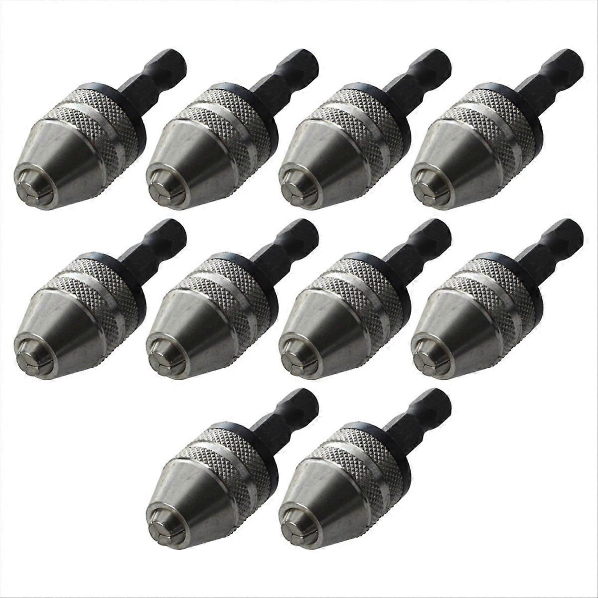 Silver+Black 6mm Keyless Drill Bit Chuck Adapter Converter Hex Shank