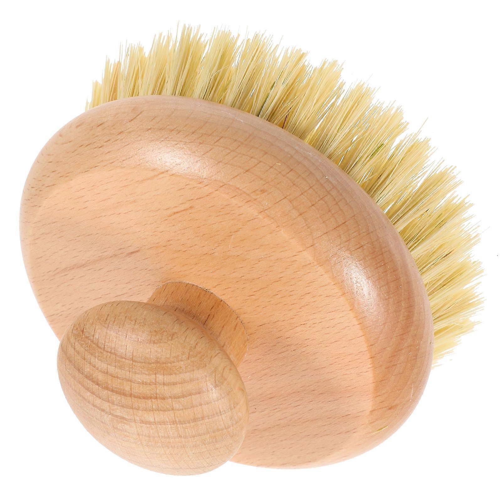 Body Brush with Round Handle Beechwood and Sisal Bristles for Gentle Exfoliating and Daily Shower
