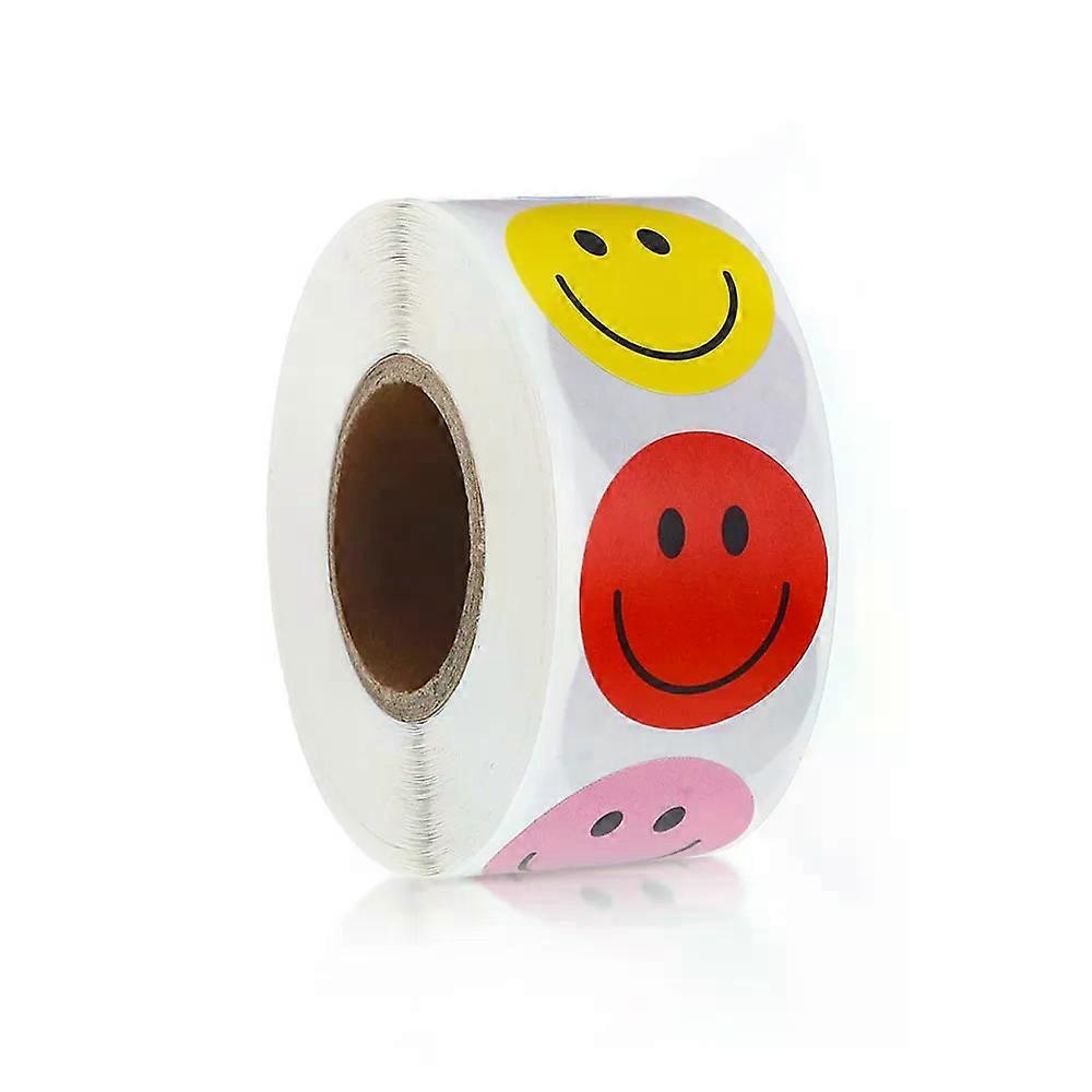 Rouleau d'autocollants visage souriant joyeux, 500 pi��ces/rouleau, 1 pouce, pour r��compense d'incitation en classe, pour enseignants et ��tud