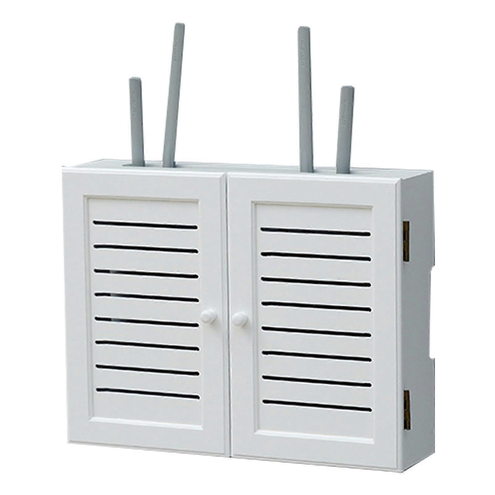 Wall Mounted Router Shelf with Lockable Wooden Cabinet and Ventilation Holes 47x8.5x33cm A