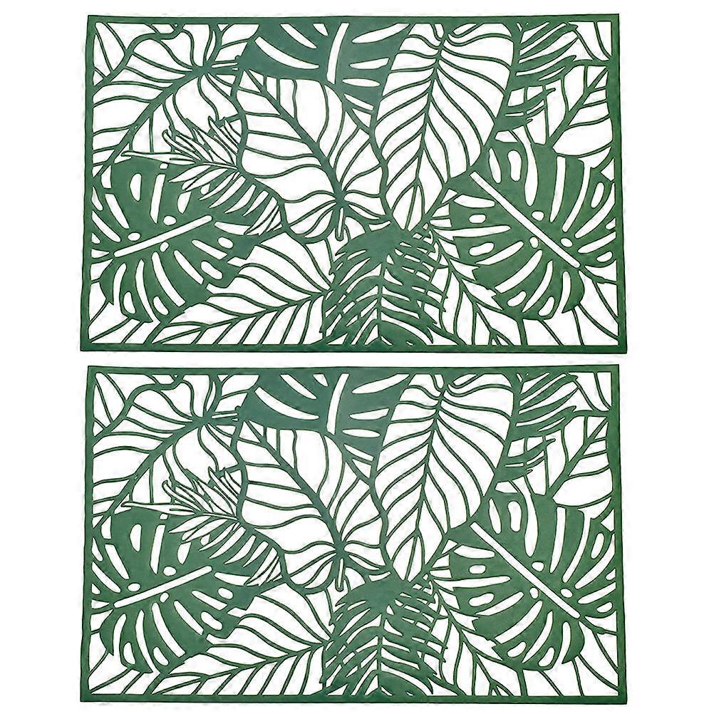 Leaf Placemat Rectangular Monstera Leaf Pattern for 2Pcs Table Use