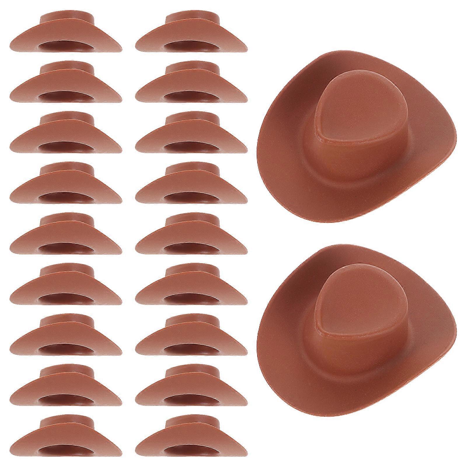 Tiny Hats Mini Plastic Cowboy Hat for Doll Accessories 20Pcs