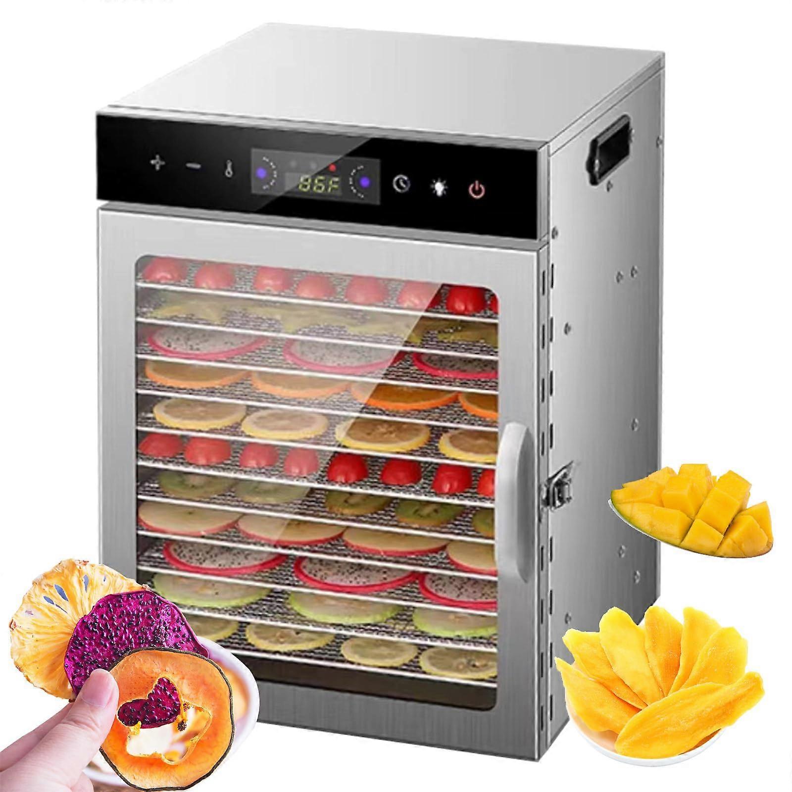 Large Capacity Stainless Steel Food Dehydrator with Digital Touch Control, 12Layer Adjustable Dryer