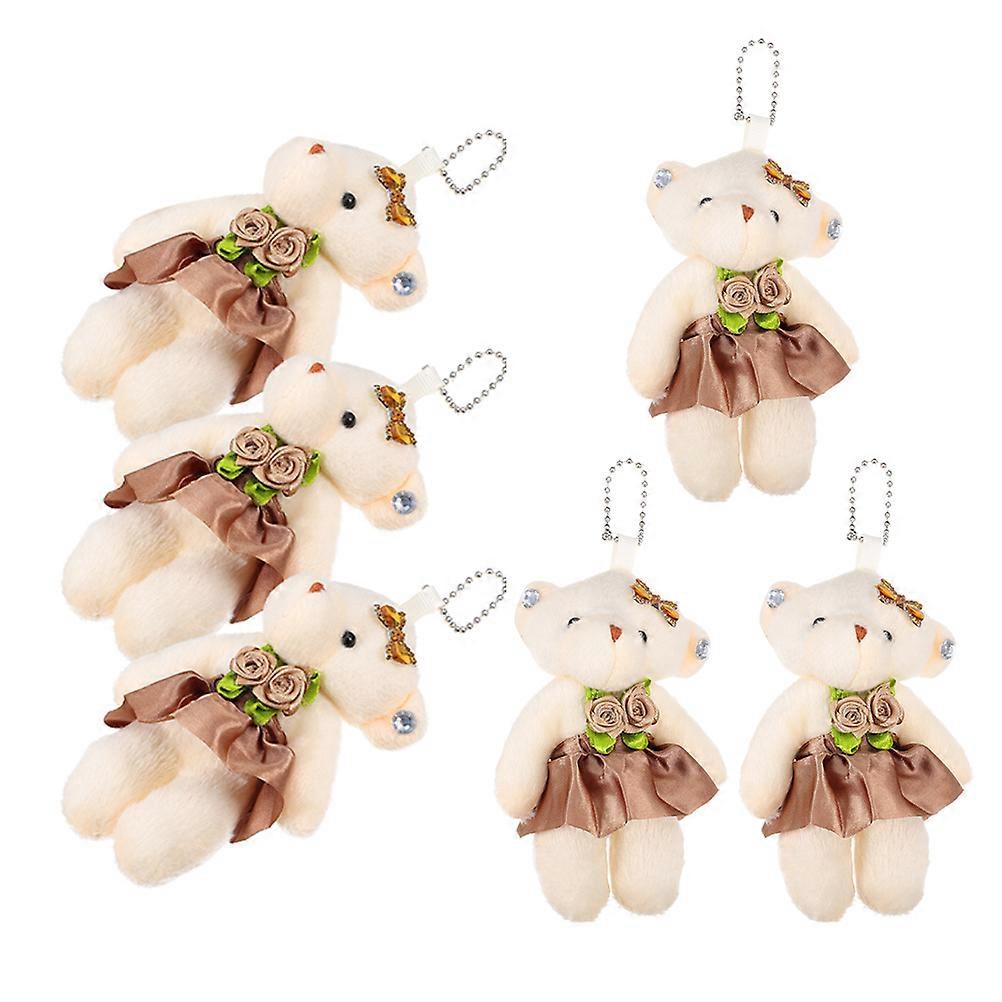Light Brown Plush Tiny Bears Dolls for Decoration 12Pcs Hanging Accessories