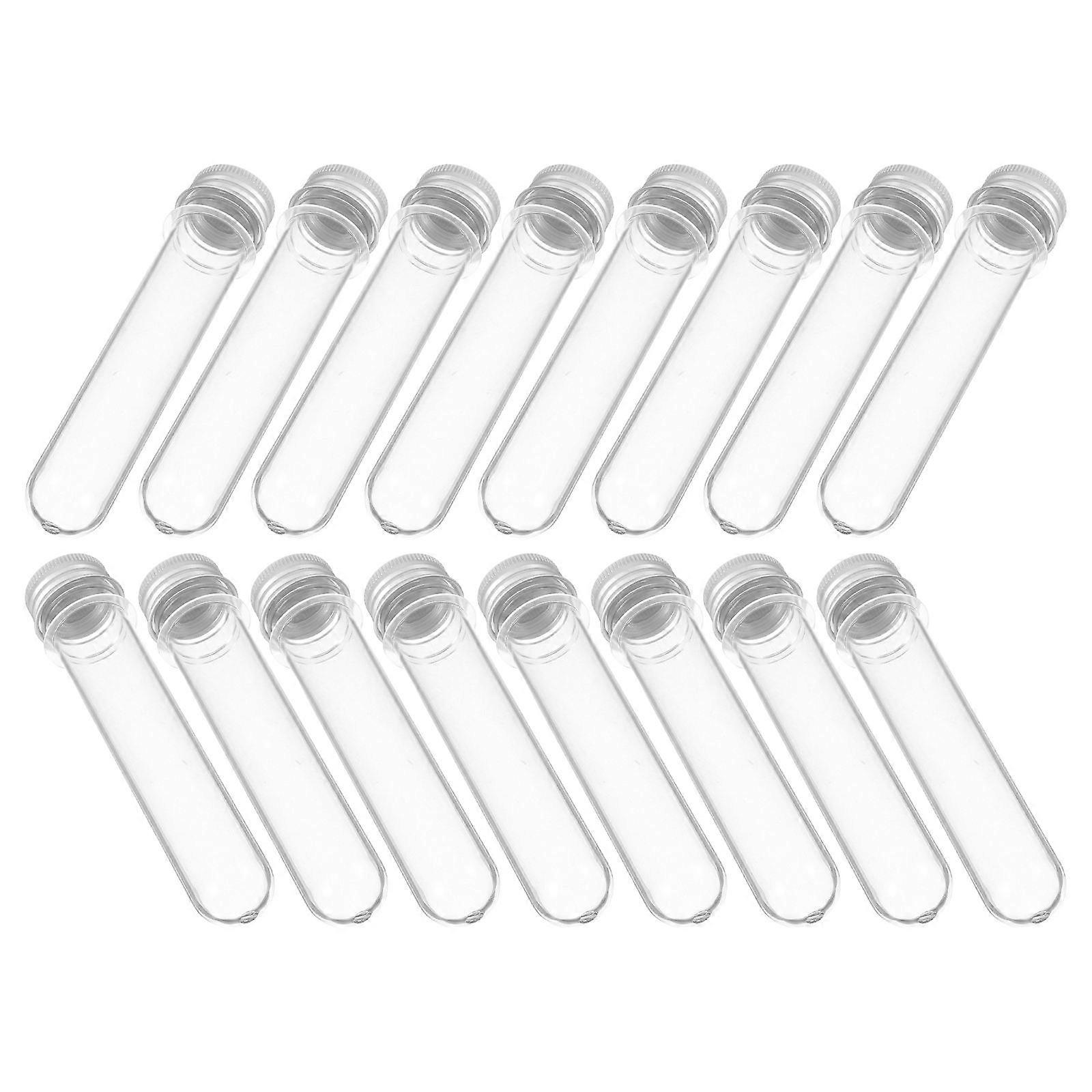 Clear Test Tubes Plastic Vials for Cosmetic Storage 100Pcs with Screw Caps