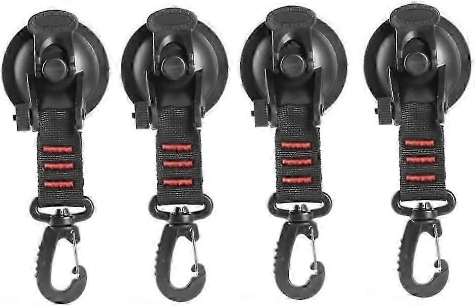Suction Cup Anchor Heavy Duty Securing Hook Tent Tie Downs Camping Accessories(black+red)(4PCS)