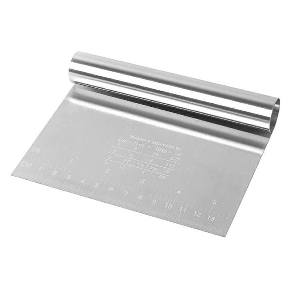 Stainless Steel Dough Scraper with Measuring Scale and Ergonomic Handle for Bread Pizza Cake Baking