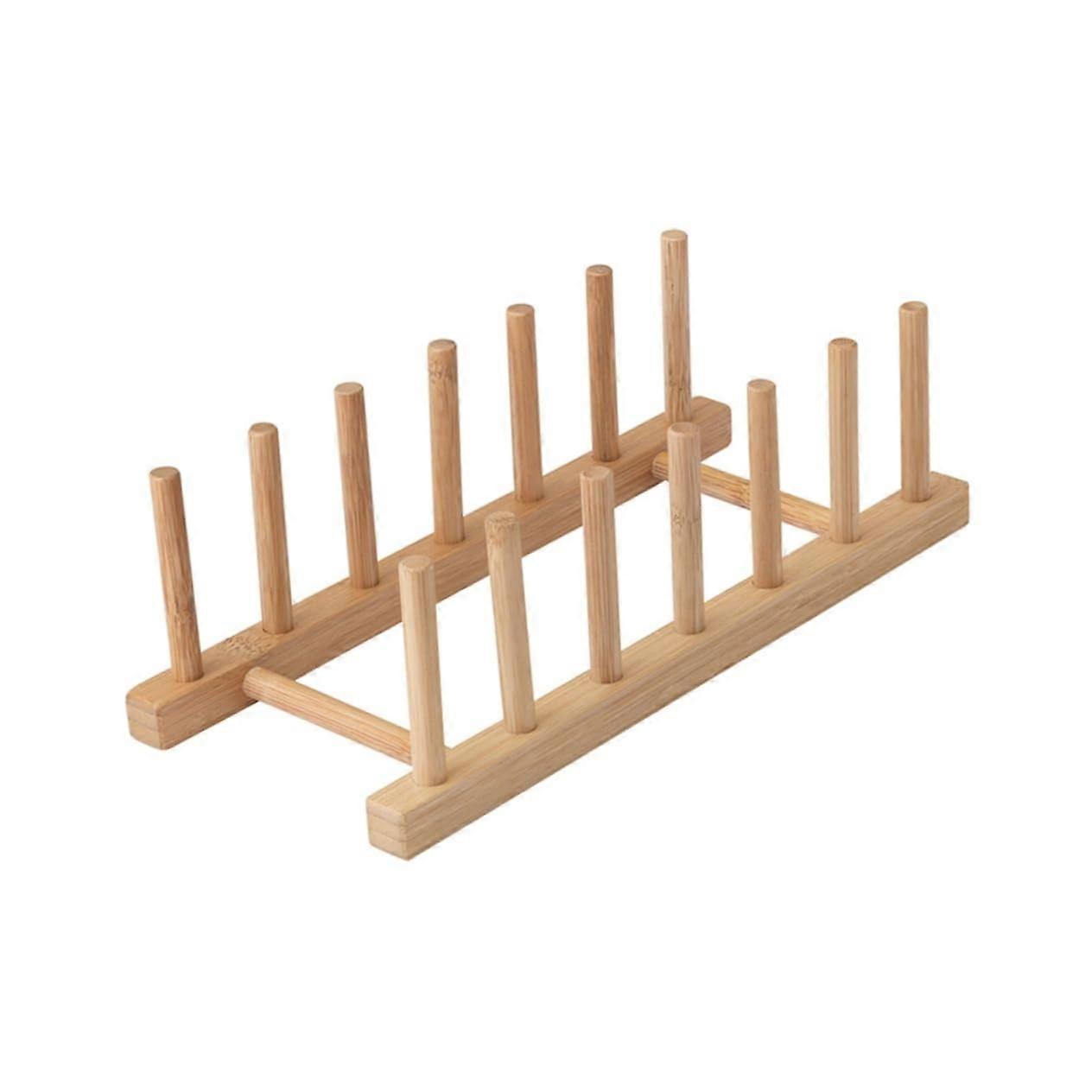 2pcs Wood Dish Rack Set for Kitchen Countertop Plates Cups Trays SpaceSaving Easy Assembly