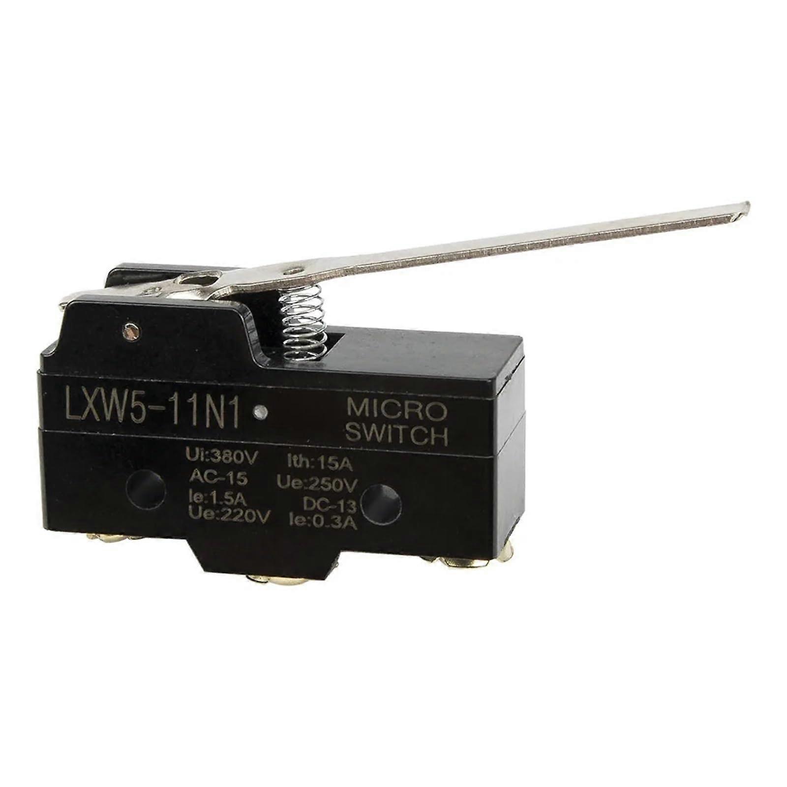 10pcs LXW511N1 Hinge Lever Micro Switch Limit Switch with Quick Reset and Durable Metal Lever (Silver)
