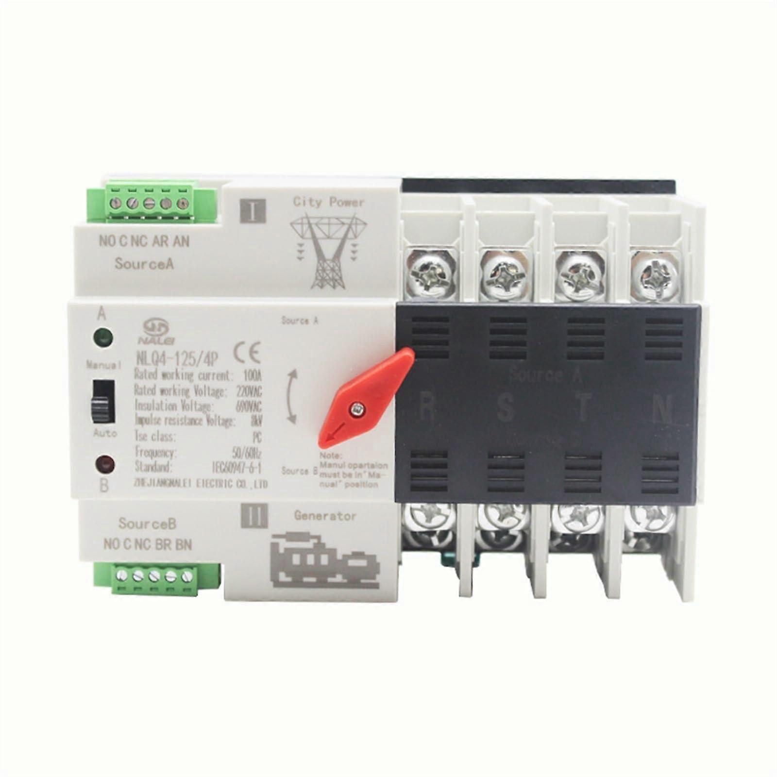 Automatic Transfer Switch 4P 100A 80A 63A Dual Power for Mains and Generator with Millisecond Switching