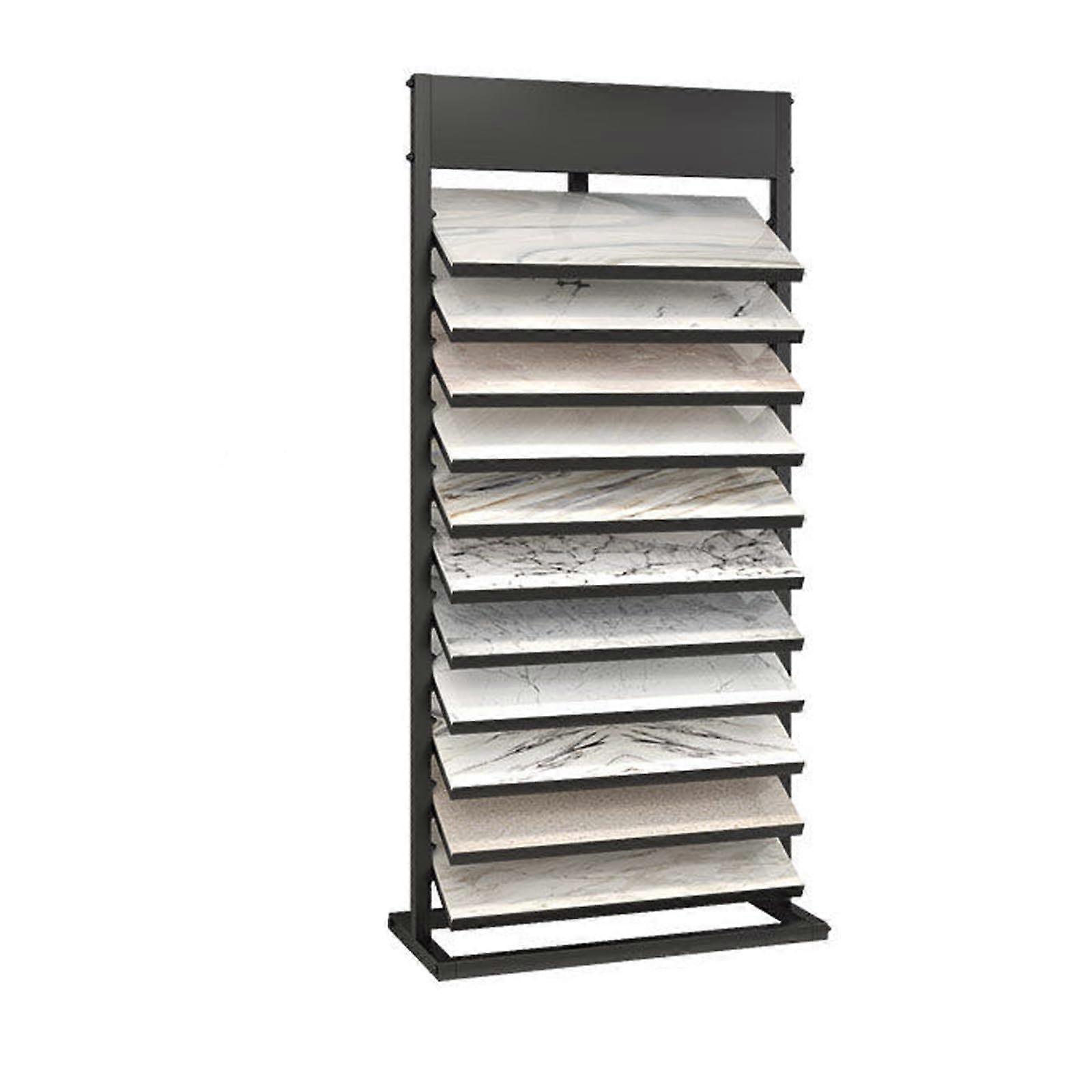 Tile Display Rack with 11 Slots, Durable Iron Floor Standing Stand for Porcelain and Stone Samples