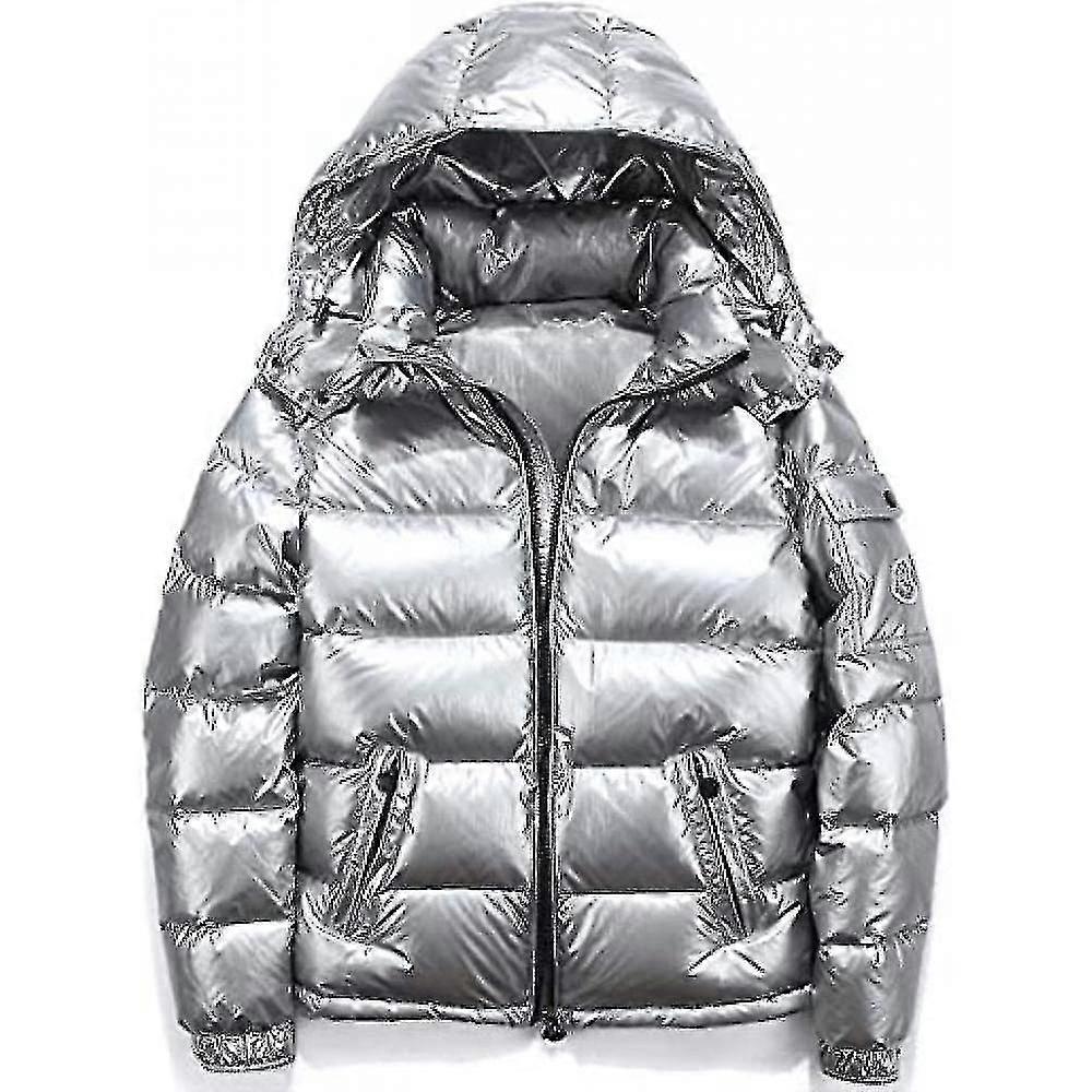 Winter Shiny Down Jacket Men'S Jacket Stand Collar Down Jacket With Hood