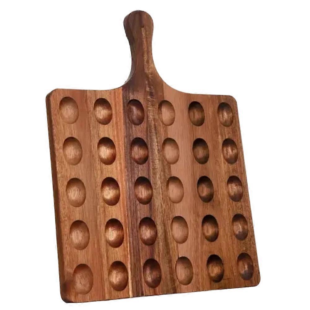 Solid Wood Egg Rack with Handle, Multi-Grid Kitchen Storage Display Tray