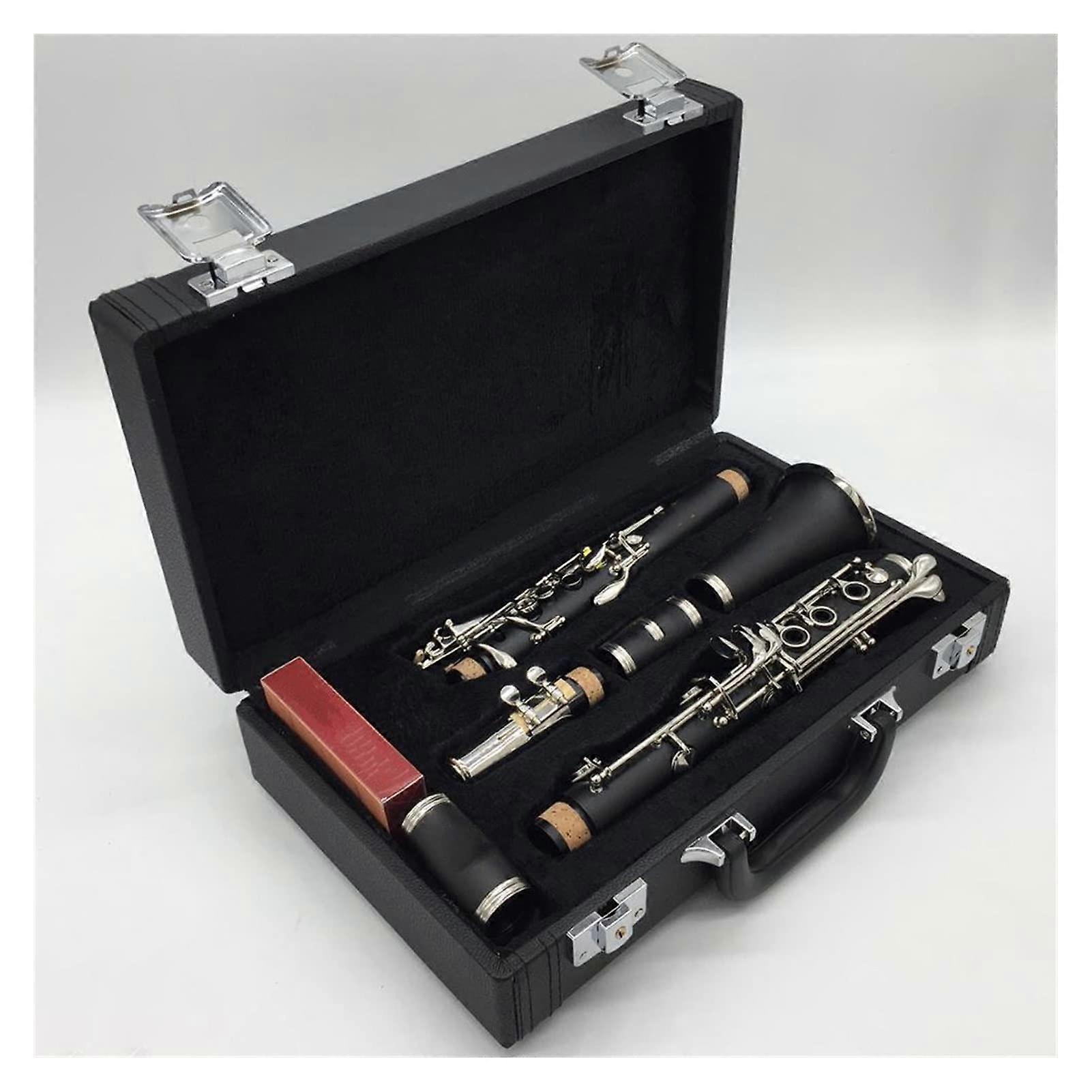 Student Clarinet 17 Keys Silver Plated Durable Bakelite Body Warm Sound with Case for Beginners