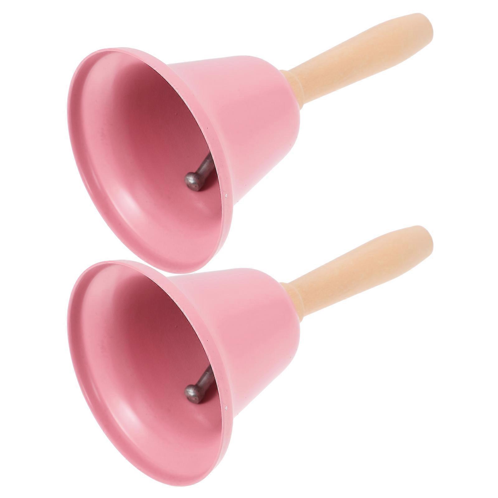 Dish Bell Handbell Home Use Elderly Help Bell Iron Wood 2Pcs