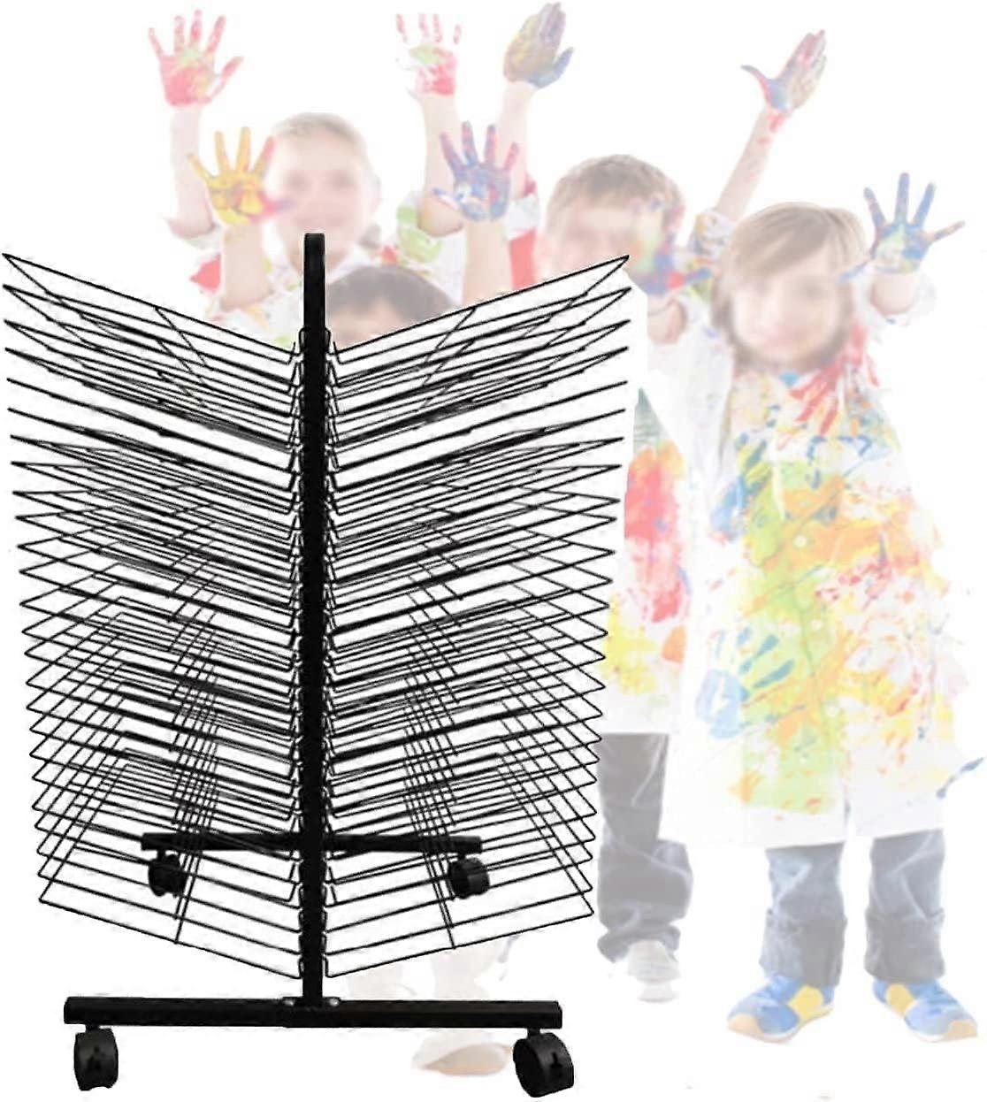 50 Layer Art Drying Rack with Durable DoubleSided Frame for Classroom and SpaceSaving Storage