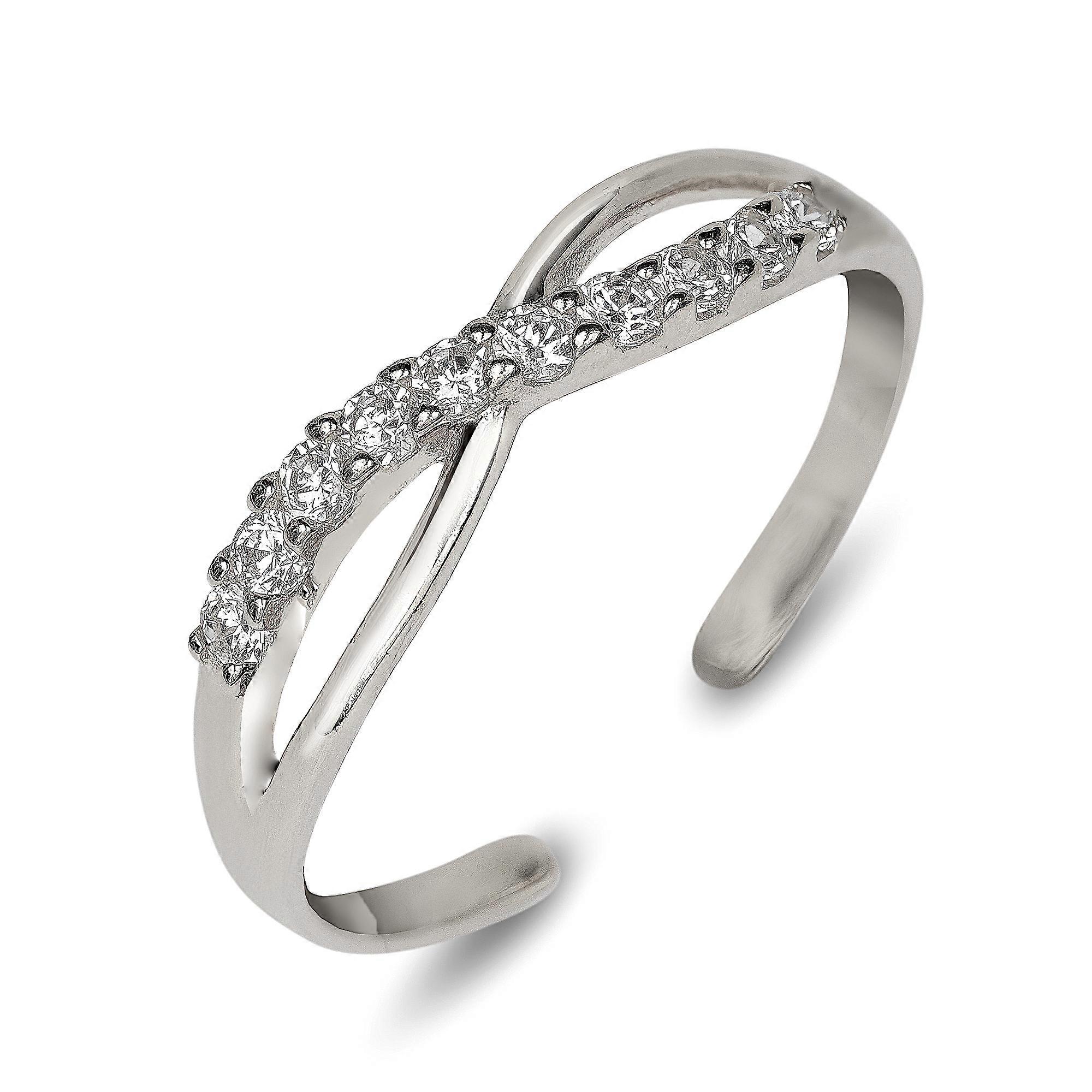 Solid 10K Gold Adjustable Cubic Zirconia Infinity toe ring toe ring for Women