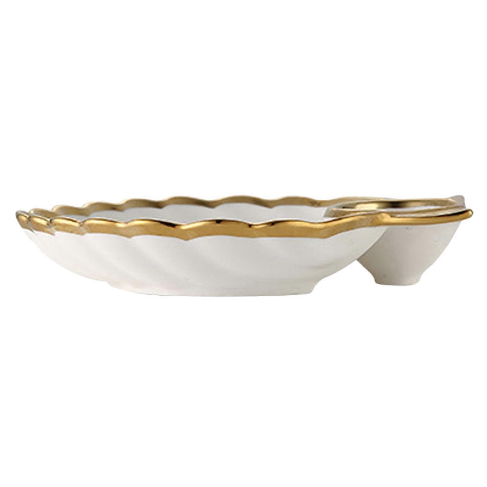 Dumpling Plate Ceramic Shell Shaped Practical Dining Plate for Home Use 1Pcs