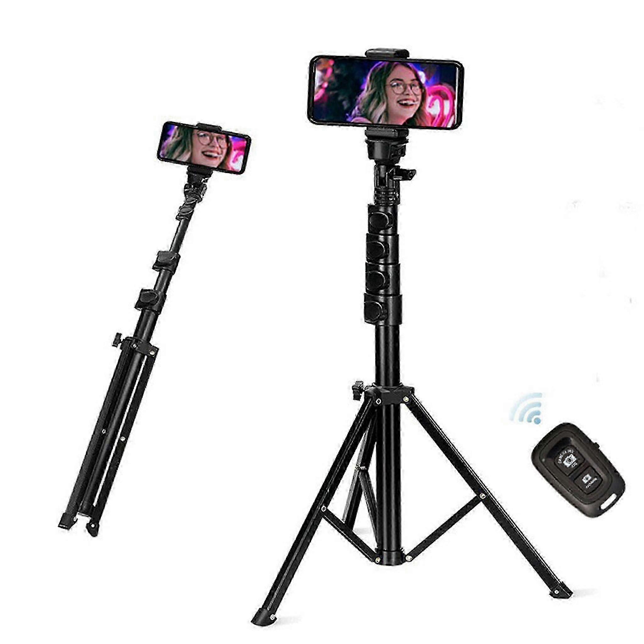 160cm Extendable Mobile Phone Tripod with Bluetooth Remote Control, Compatible with Smartphone & Camera