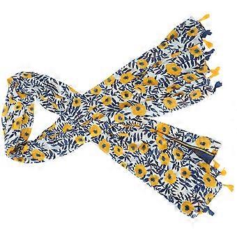 Écharpe bohème en coton et lin, châle élégant bleu foncé pour femme