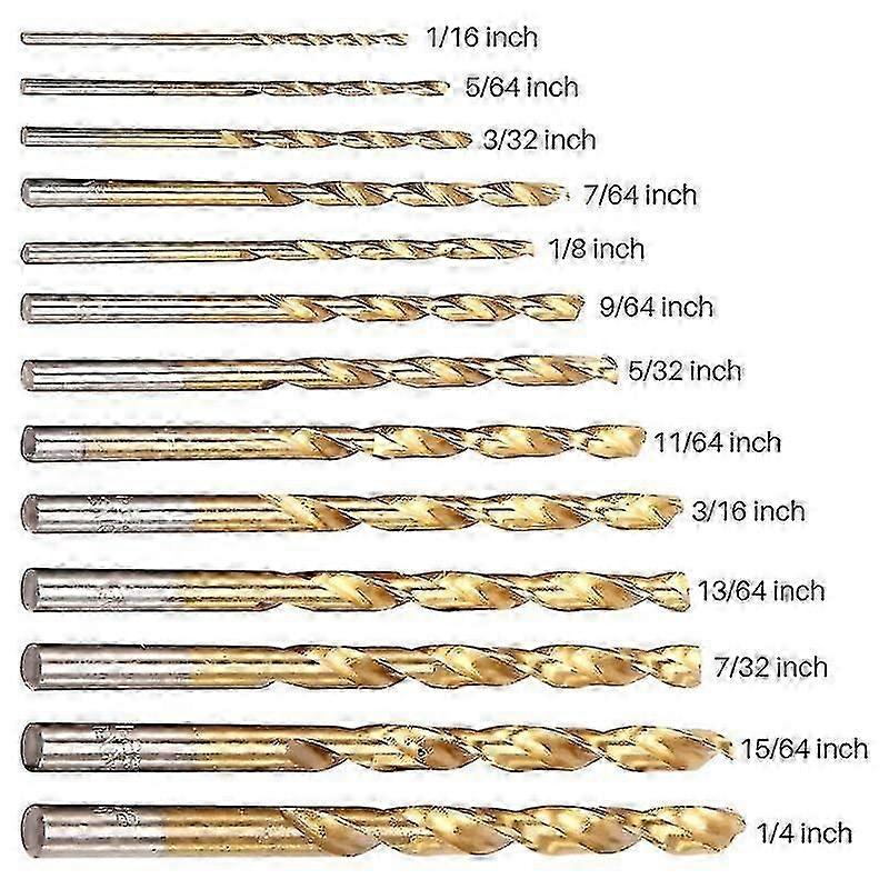 Left Handed Drill Bit Set - 13pcs - Titanium Nitride Coating - Tools Accessories