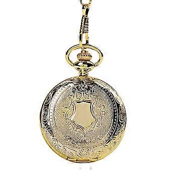 Large Gold Vintage Pocket Watch Thick Chain Embossed Pattern Retro Golden Nostalgic Pocketwatch for Men Women Collectors