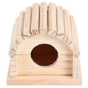 Wooden Hamster House 11x10x9cm Natural Wooden Villa Ladder Arched Hamster Hideout House Small Pets Toy JH3