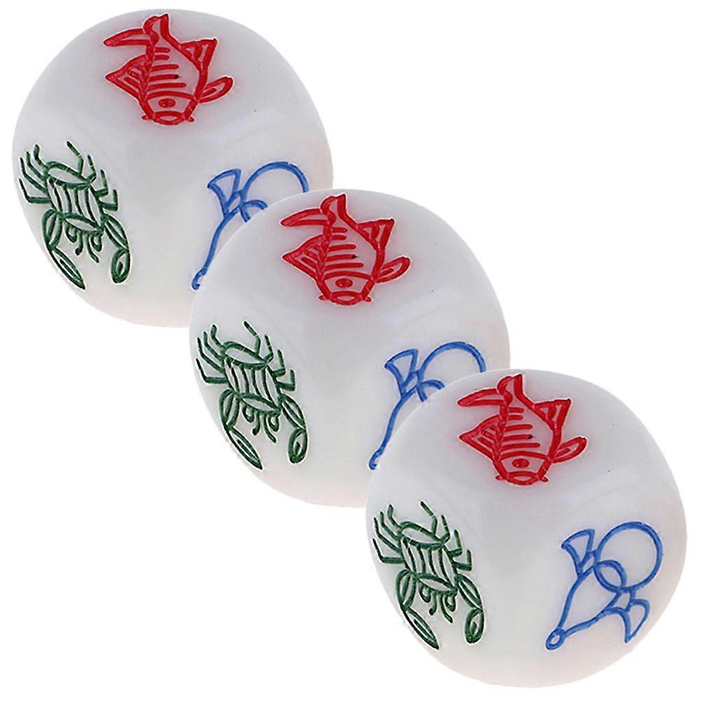 3Pcs Craft Dices with Pattern Simple Game Dice Props Solid Party Game Dices