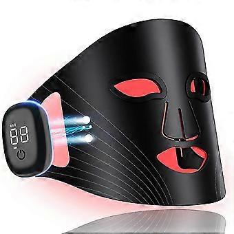 Wireless LED Light Therapy Face Mask, Red Infrared Blue Yellow Light, 72 LEDs, Rechargeable, Soft Silicone, Anti-Aging Balanced Skin Care, Home Skinca