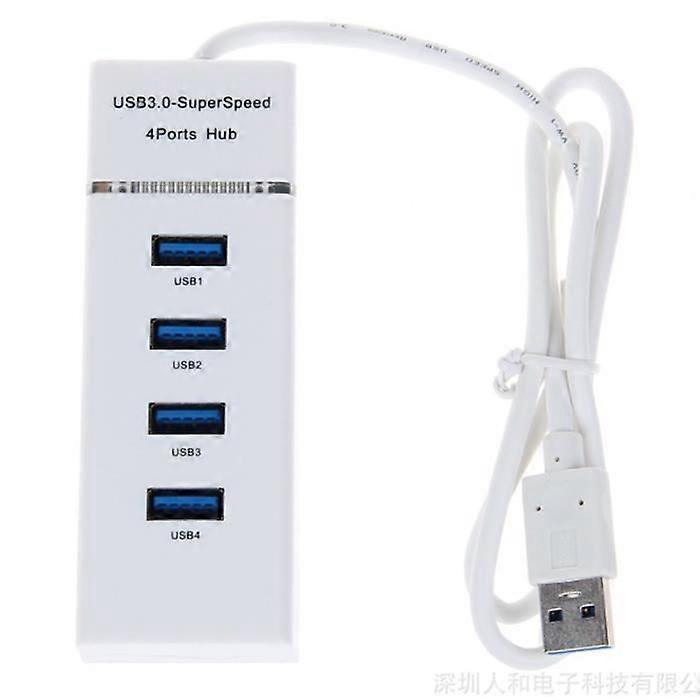 4-Port USB 3.0 High Speed Hub Ports for Computer, PC, Tablet (White)