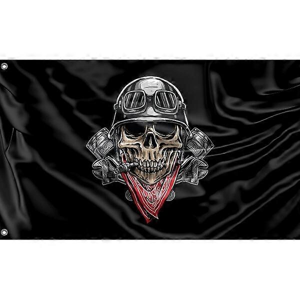 Skull Biker Flag BTN-533