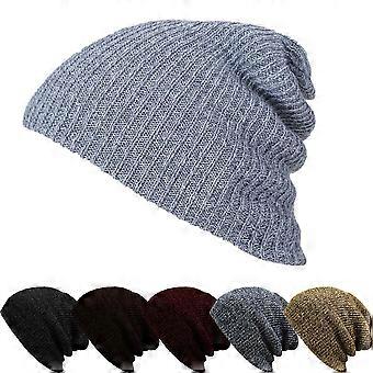 Knitted Beanie Caps Winter Hat for Keeping Head Warm Unisex Light Gray