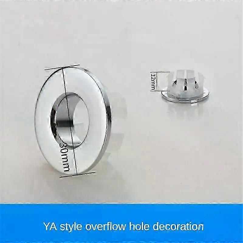 Overflow Hole Cover for Sink Wash Basin, Solid Brass Chrome, Round, 23-25mm, Push-Click Installation