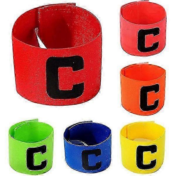 Brassard élastique de capitaine d'équipe de football avec grand C, ajustable pour adultes et enfants, rouge, bleu, jaune, orange, vert, rose
