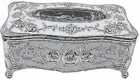 Tissue Box Square Plastic With Lace Edge Flowers Pattern (silver)