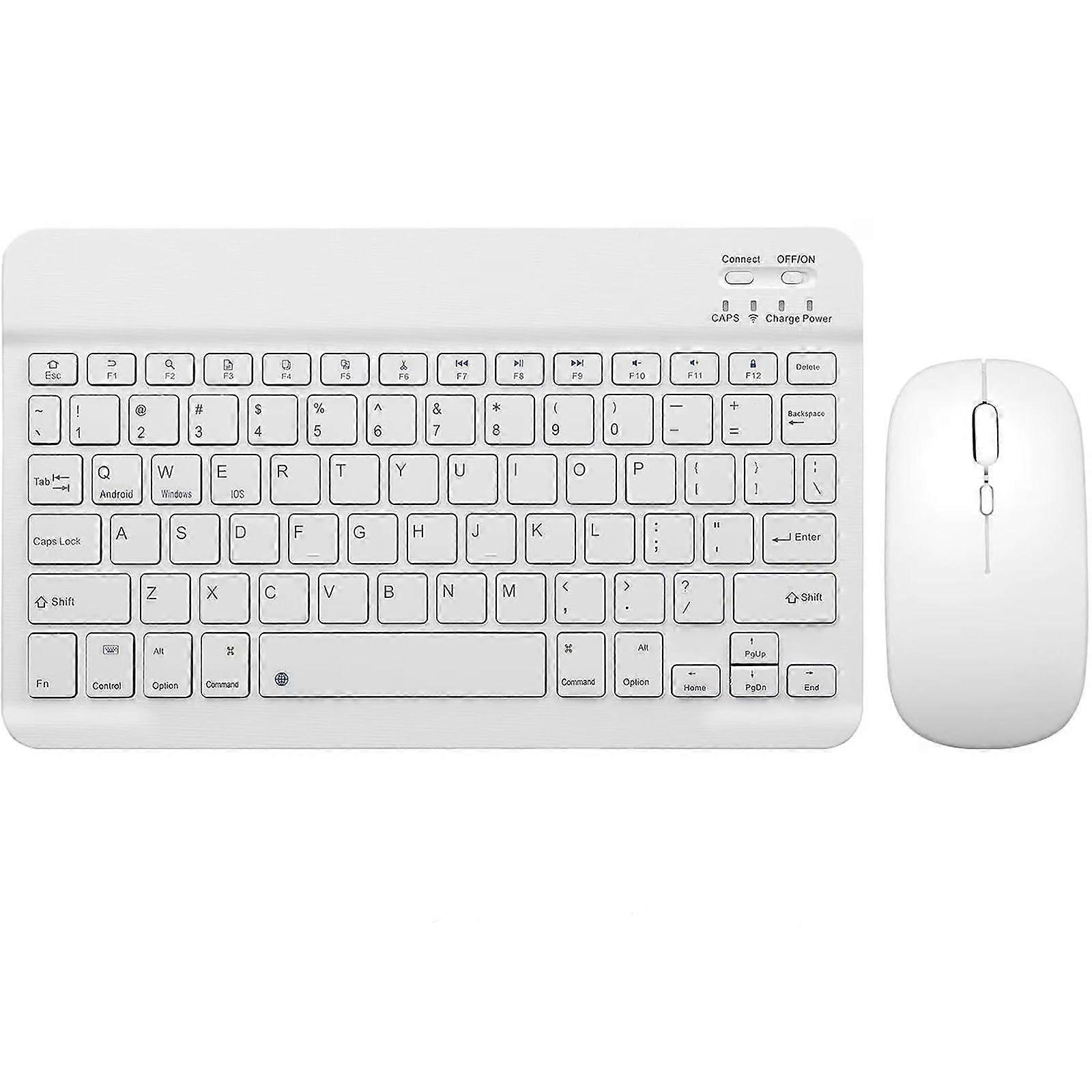 ZRUXE Wireless Bluetooth Slim Silent Keyboard and Mouse Kit for Multi-Device Use (iOS/Android/Windows) White