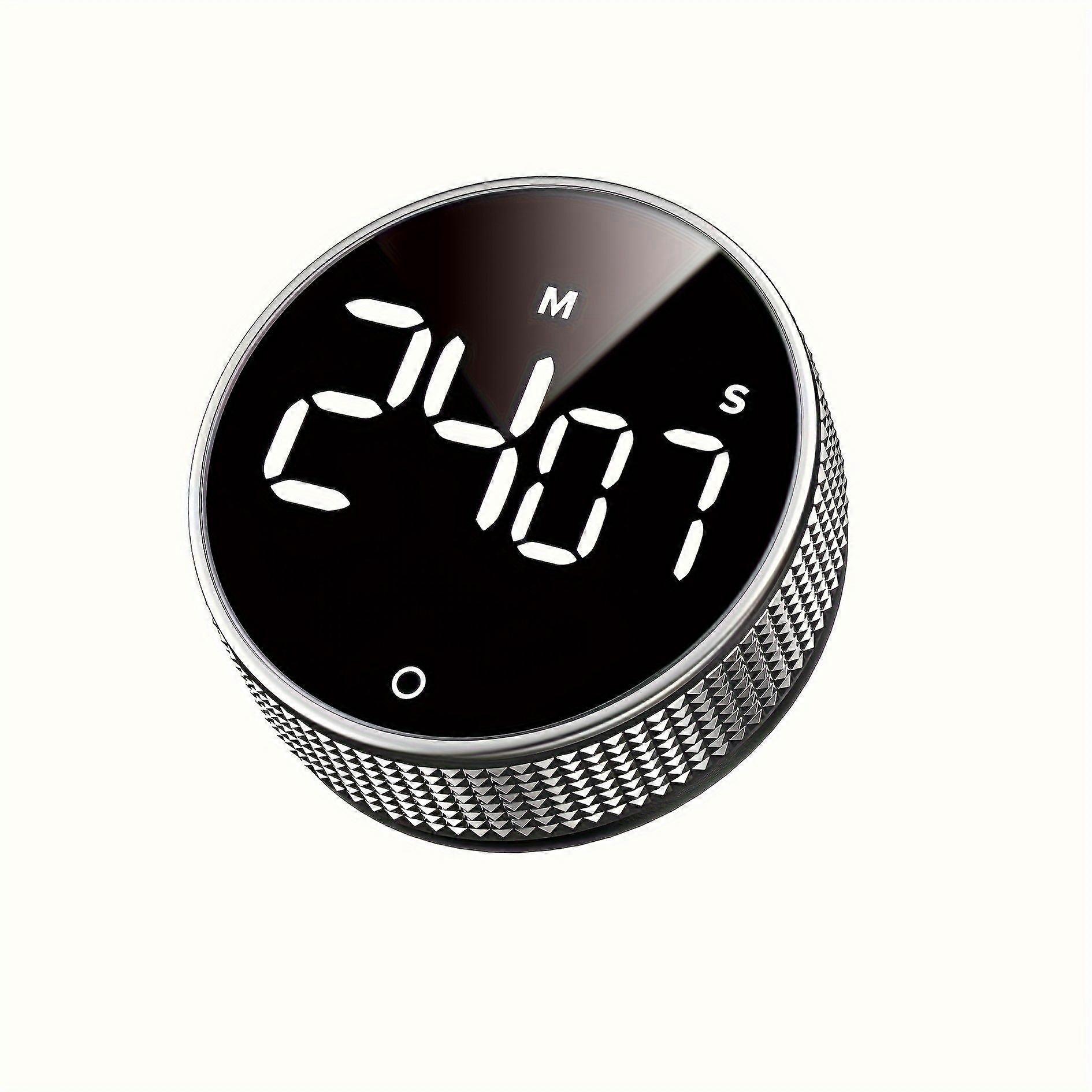 Circular Kitchen Timer with LED Display, Rotating Cooking Timer for Baking, Exercise and More, Durable Metallic Rim, Dorm Essential Gift