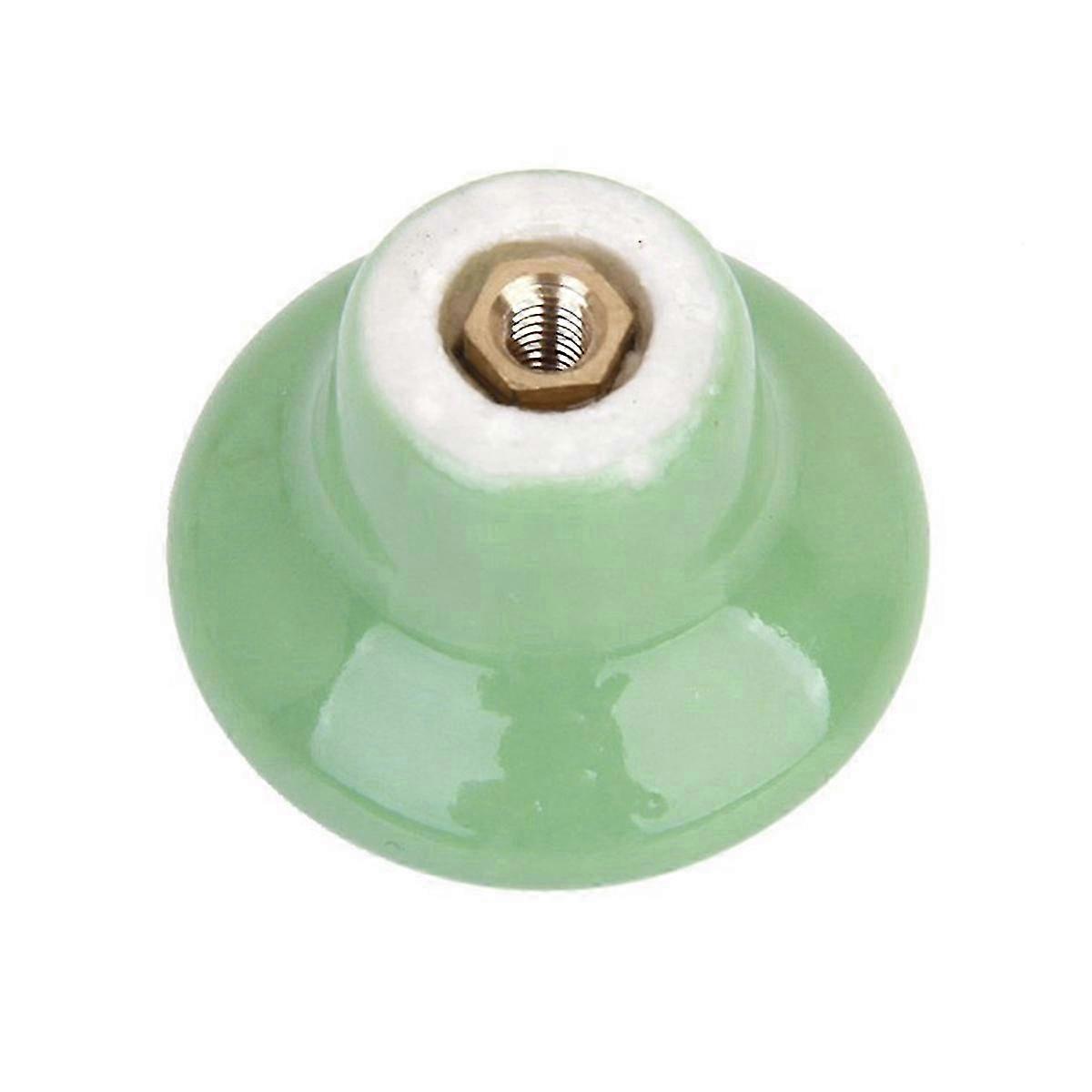 Green Ceramic Cupboard Knobs Round Pull Handle compatible with Drawer 5Pcs Pack