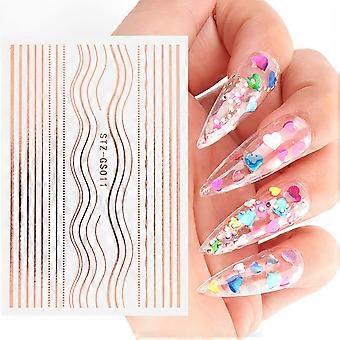 Rose Gold 3D Metal Nail Art Stickers SelfAdhesive Decals Sheets for Women Manicure French Tips