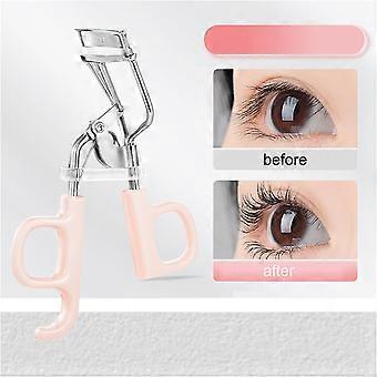 Wimpernzange mit Kamm und Eyelinerpinsel, Wimpernkamm, Wimpernzange, Wimpernzange inklusive zusätzlichem Ersatzpad (rosa)
