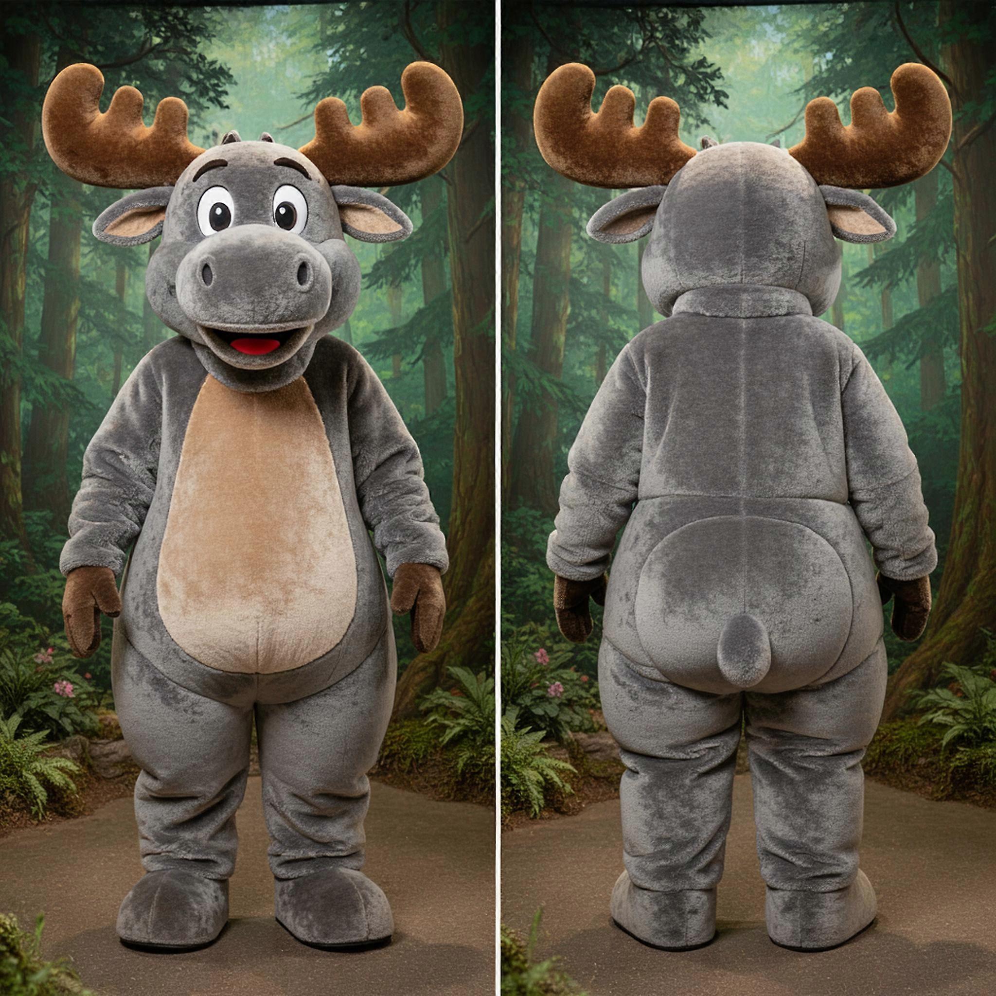 MASTICOT Velvety Gray Cartoon Moose Mascot