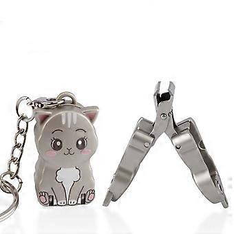 1Pcs Stainless Steel Nail Clippers Exquisite Cat Kitten Shape Keychain Foldable Portable Nail Rotary Toenail Fingernail Trimmer