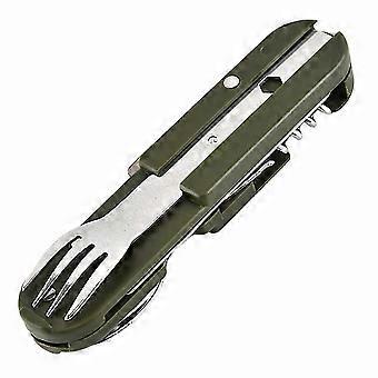 Multifunctional Foldable Stainless Steel Cutlery Set with Fork, Spoon and Knife, Portable Outdoor Tableware for Camping and Picnics