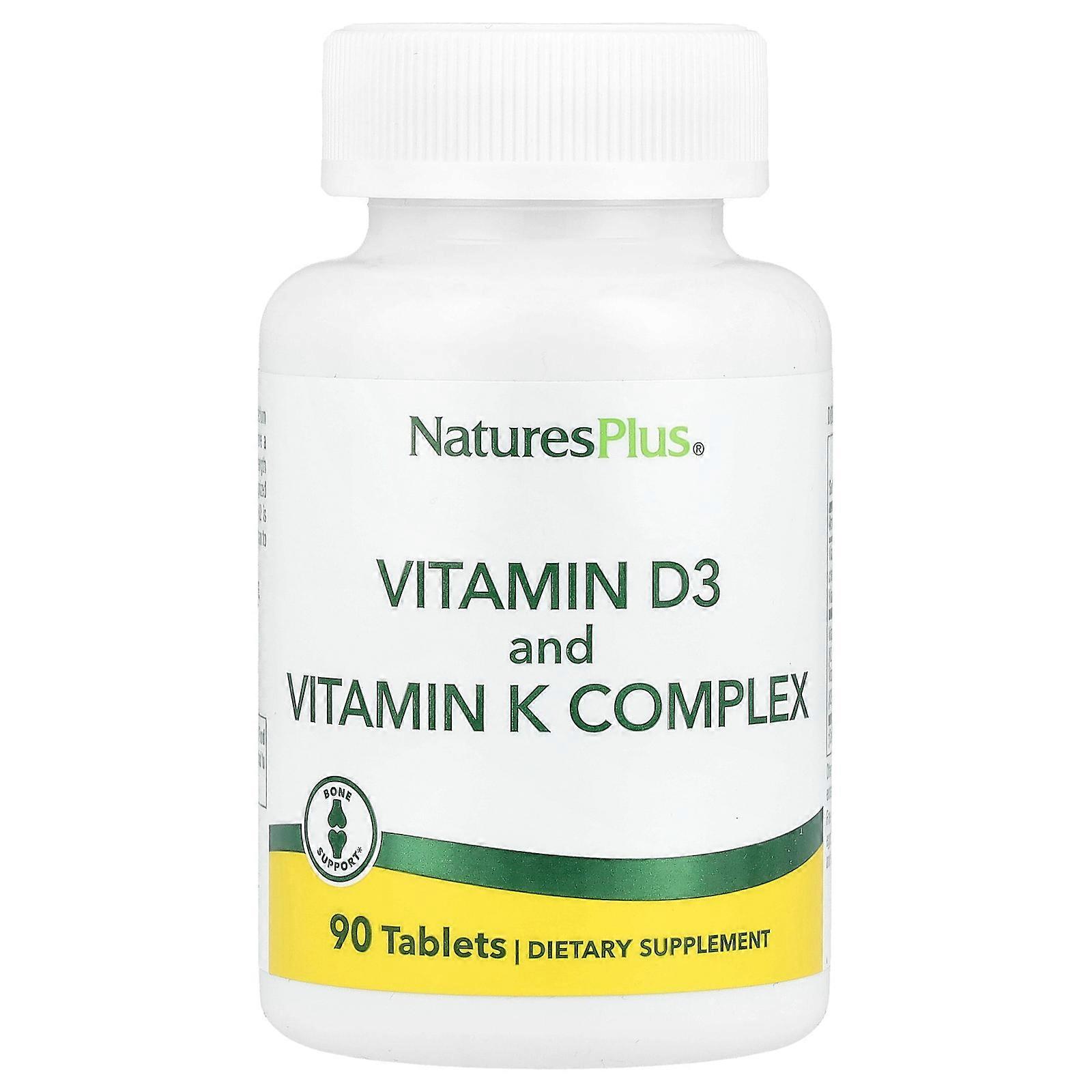 2 x NaturesPlus, Vitamin D3 and Vitamin K Complex, 90 Tablets
