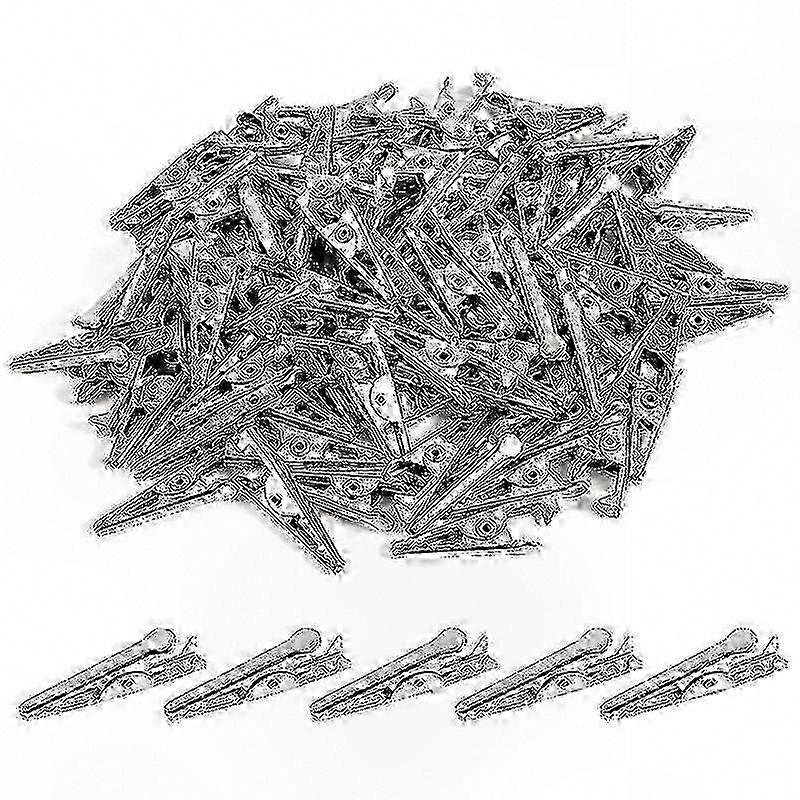 100 Pack Mini Alligator Clips, 27mm Silver-Plated Spring Clamps compatible with Electrical Testing
